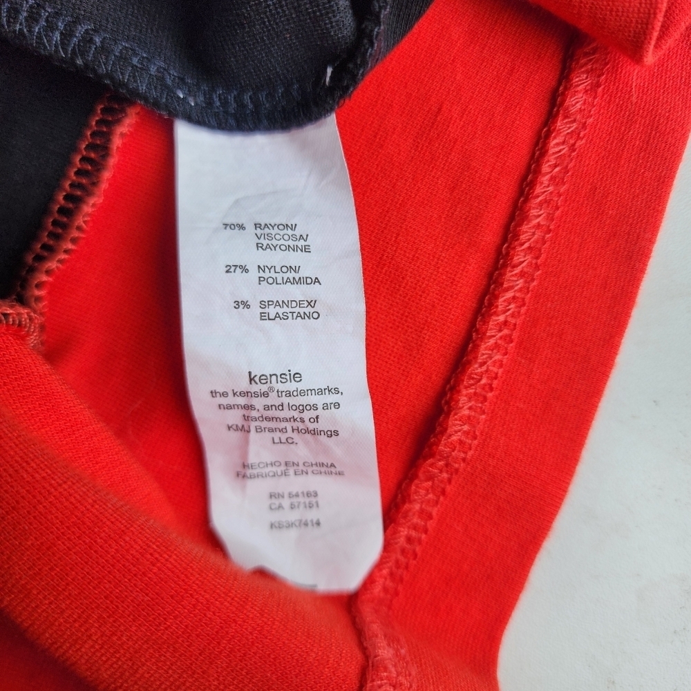 Kensie Womens Red Black Fit And Flare Dress Sleeveless Stretch Zip Back Sz M - Picture 15 of 15